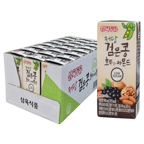 삼육두유 저당 검은콩 호두와아몬드 두유, 190ml, 24개