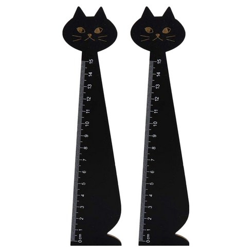 모나코올리브 미야옹 책갈피 겸용 원목 자 15cm, 블랙, 2개