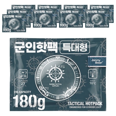 쟈니베어 군인 핫팩 특대형 180g, 10개