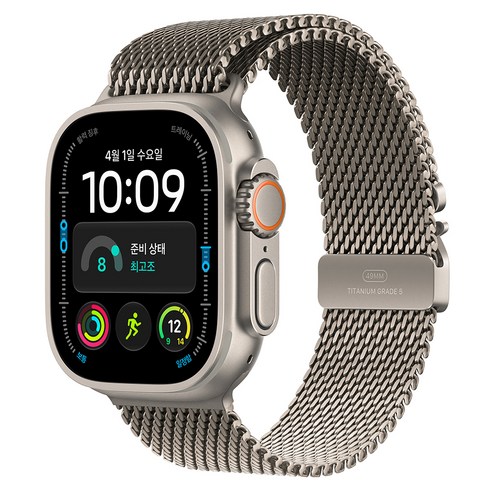 Apple 2026 애플워치 Ultra 4, 내추럴, 49mm, GPS+Cellular, 내추럴 티타늄 밀레니즈 루프, Small