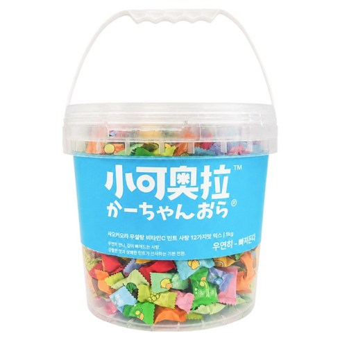 샤오커오라 무설탕 비타민C 민트 12가지맛 믹스 미니 대용량 과일 캔디 바스켓, 1kg, 1개