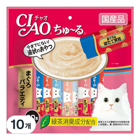 챠오츄르 고양이 버라이어티 간식, 참치, 280g, 10개