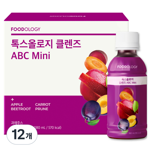 푸드올로지 톡스올로지 클렌즈 48시간 ABC Mini, 180ml, 12개