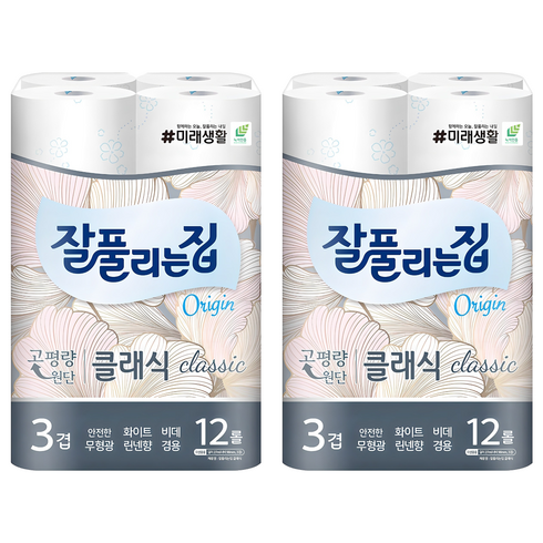 잘풀리는집 3겹 클래식 화장지, 27m, 12개입, 2개