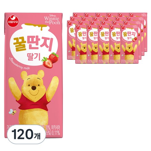 서울우유 딸기 꿀딴지, 180ml, 120개