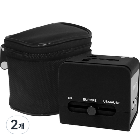 아이논 2포트 여행용 멀티어댑터 IN-TA210 블랙, 2개