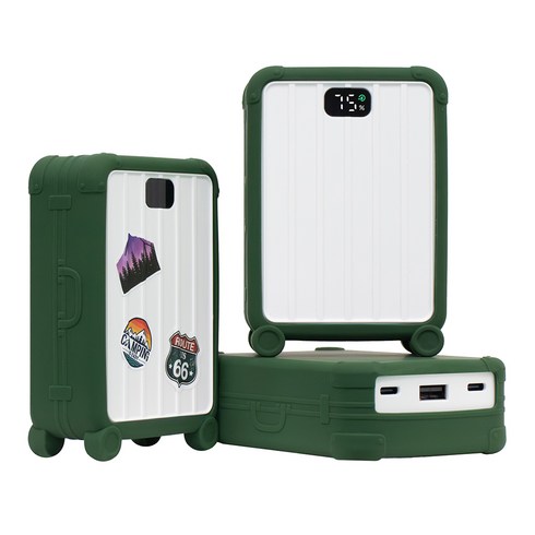 힉스코리아 고속충전 대용량 잔량표시 22.5W 보조배터리 20000mAh 멀티단자, 화이트 + 엘프 그린, GB-PB20KN-LEG