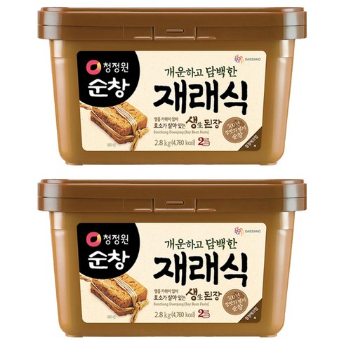 청정원순창 개운하고 담백한 재래식 생된장, 2.8kg, 2개