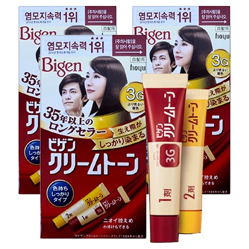비겐 크림톤 염색제 40g, 3G밝은밤색, 3개