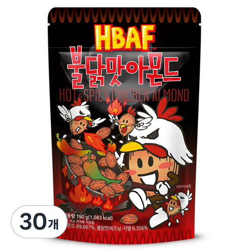 바프 불닭맛 아몬드, 190g, 30개