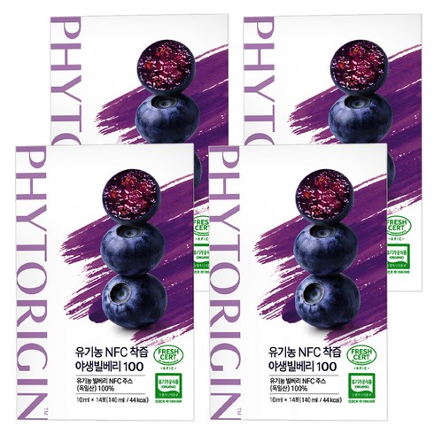 파이토리진 유기농 NFC 착즙 야생빌베리 100, 140ml, 4박스