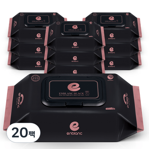 앙블랑 세이프 블랙 아기 물티슈 캡형, 78g, 70매, 20개