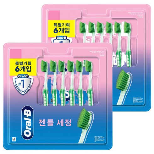오랄비 고탄력 초미세모 그린티 랜덤색상, 6개입, 2개