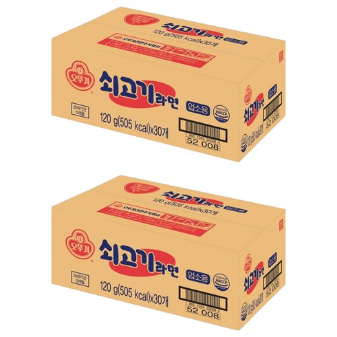 오뚜기 쇠고기라면 업소용 120g, 60개