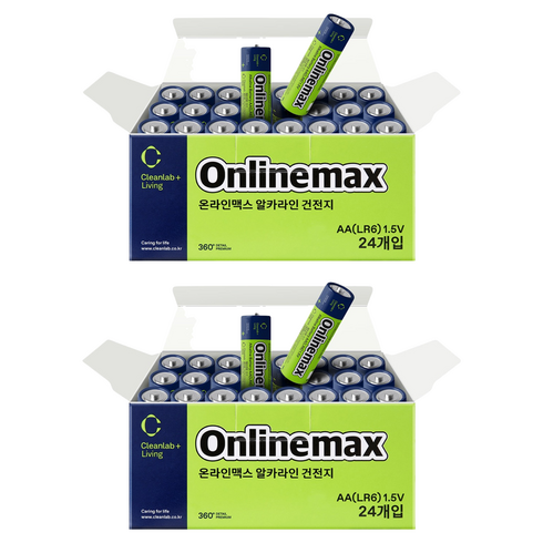 크린랩 온라인맥스 알카라인 AA 건전지, 24개입, 2개