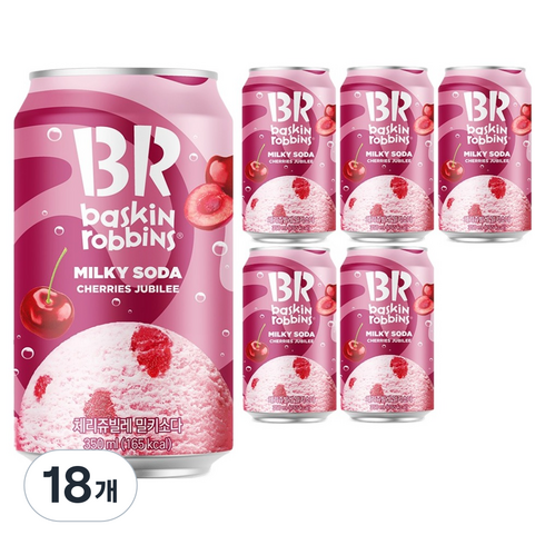 배스킨라빈스 체리쥬빌레 밀키 소다 탄산음료, 18개, 350ml