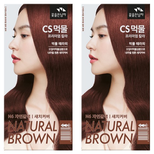 꽃을든남자 CS 먹물 헤어칼라 염모제, N6 자연갈색, 2개