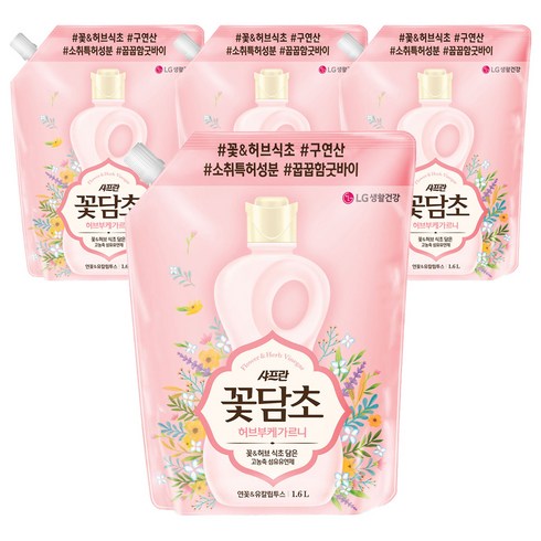 샤프란꽃담초 부케가르니 섬유유연제 연꽃 앤 유칼립투스 리필, 1.6L, 1개입, 4개