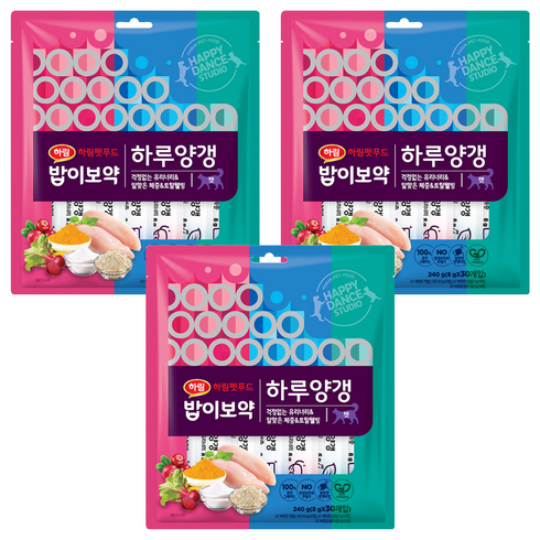 하림펫푸드밥이보약 캣 하루양갱, 혼합맛(걱정없는 유리너리/알맞은 체중/토탈웰빙), 240g, 3개