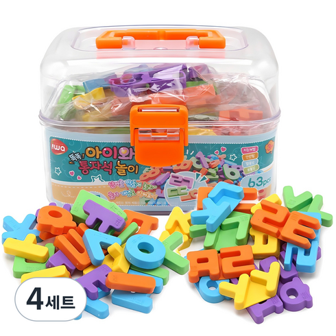 아이와 통 자석퍼즐 한글놀이, 4세트, 63피스