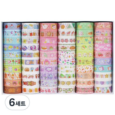 동아피엠에스 DIY 마스킹 데코테이프 60종 1.5cm x 2m, 혼합색상, 6세트