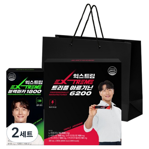 익스트림 트리플 아르기닌 6200 600ml + 블랙마카 1800 120정 패키지 세트 + 쇼핑백, 2세트