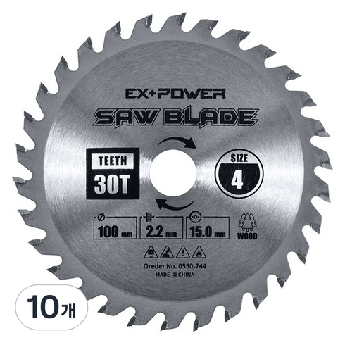 이엑스파워 원형톱날 팁쏘 목재용 100mm EXC-04030, 10개