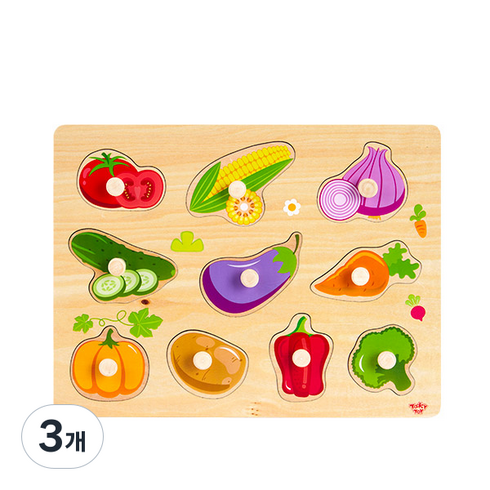 투키토이 야채꼭지 판퍼즐, 3개, 10피스