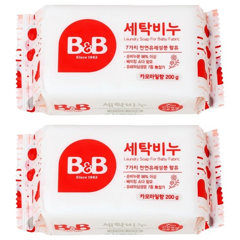 비앤비 유아의류용 세탁비누 카모마일, 200g, 2개