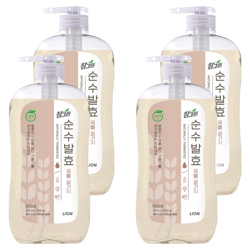참그린 순수발효 곡물 설거지 주방세제, 4개, 720ml