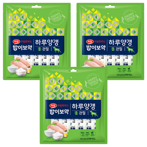 하림펫푸드 강아지 밥이보약 하루양갱 파우치, 관절, 224g, 3개