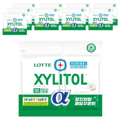 롯데자일리톨 알파 오리지날 껌 리필, 102g, 10개