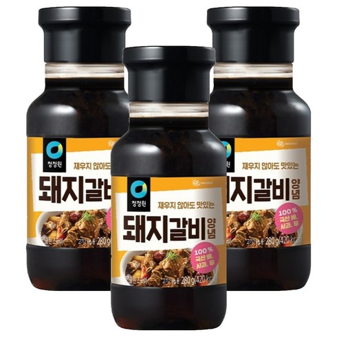 청정원 전통 돼지갈비양념, 280g, 3개
