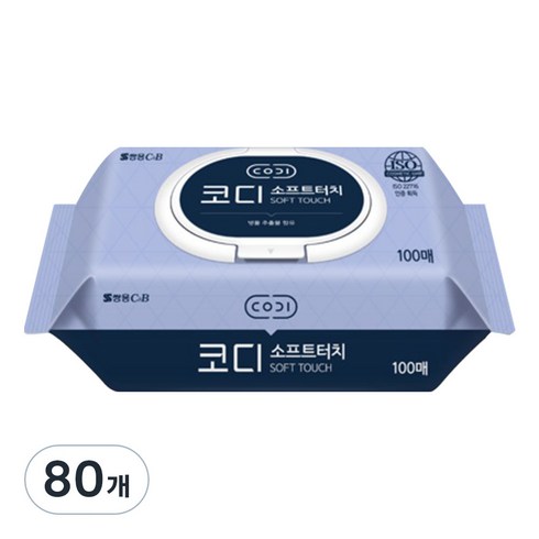 코디 소프트터치 물티슈 캡형, 35g, 100매입, 80개