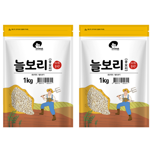 엉클탁 국산 늘보리 꽁보리, 1kg, 2개