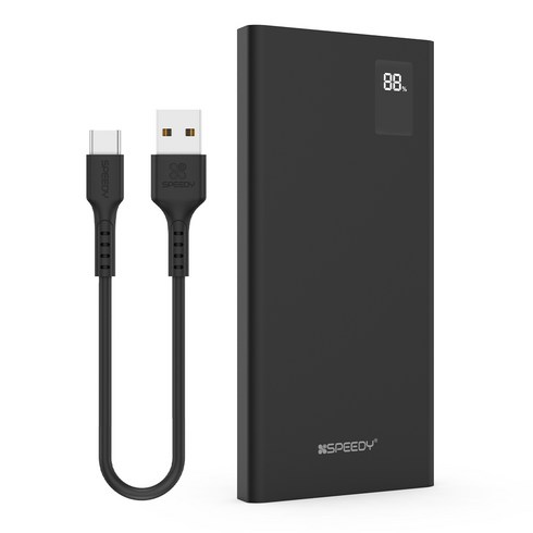 스피디 슬림핏 PD 20W 고속 보조배터리 10000mAh + C타입 케이블, SPE-B2PA10DPQ, 블랙