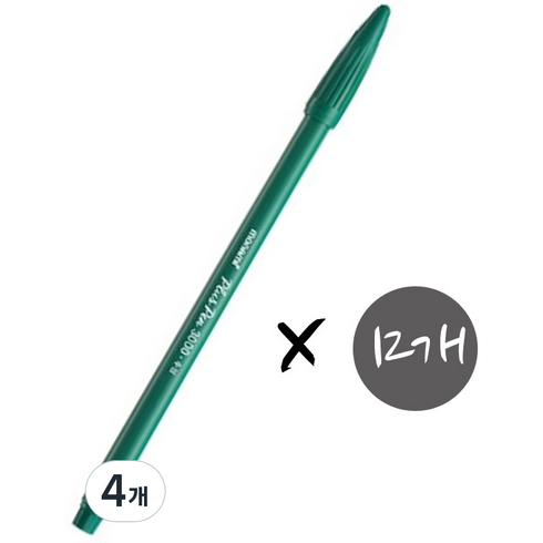모나미 플러스펜 3000 DZ 0.4mm 12p, 녹색, 4개