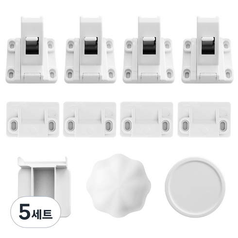 린다베베 자석 안전 잠금장치, 5세트, 화이트