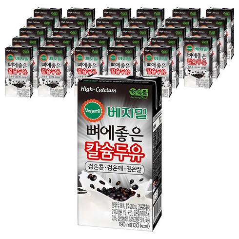 베지밀 뼈에좋은 칼슘두유 검은 콩 깨 쌀, 190ml, 48개