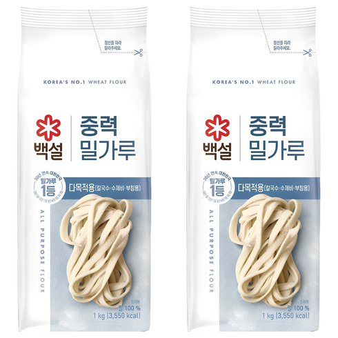 백설 중력 밀가루, 1kg, 2개