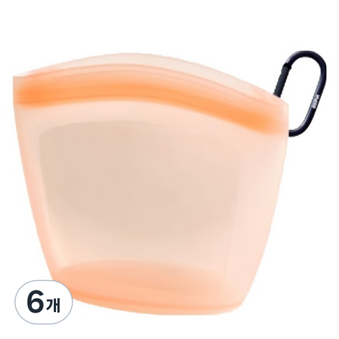 실리팟 프리미엄 실리콘 포터블 지퍼백 로즈핑크, 6개, 1개입
