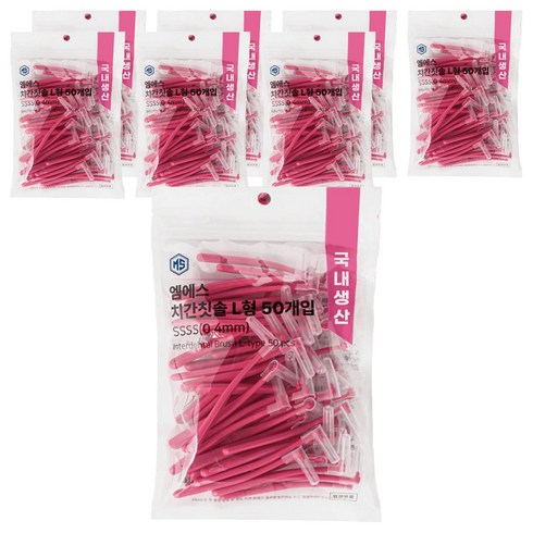 엠에스덴탈 치간칫솔 L형 SSSS, 0.4mm, 50개입, 8개
