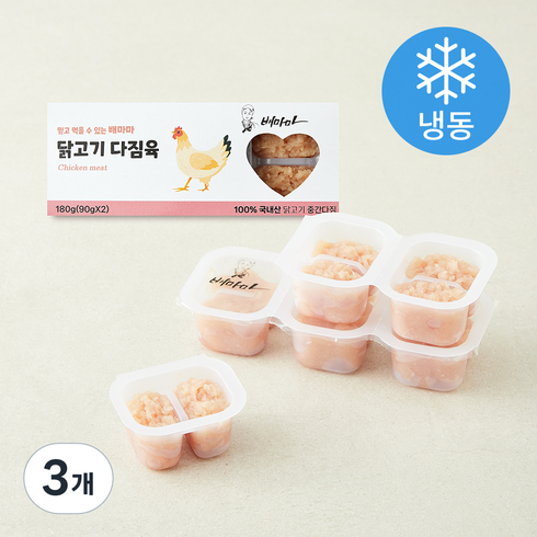 배마마 중간 다짐 닭고기 (냉동), 180g, 3개