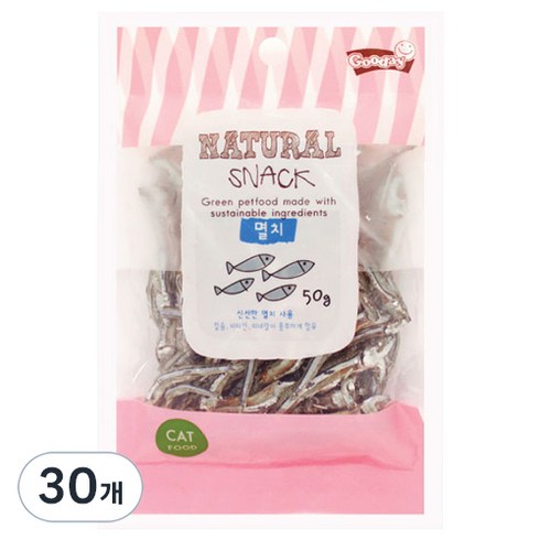 굿데이 네츄럴 스낵 고양이 간식, 멸치, 50g, 30개