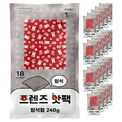 인라이프 국내 제조 방석형 프렌즈 핫팩 240g, 20개