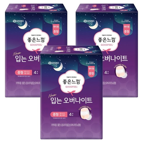 좋은느낌 입는 오버나이트, 중형, 4개입, 3개