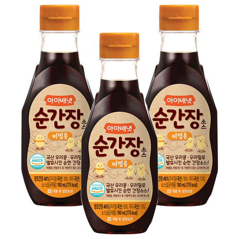 아이배냇 순간장 소스, 비빔용, 190ml, 3개