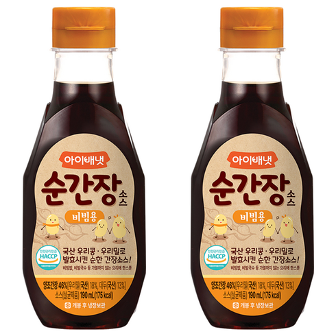 아이배냇 순간장 소스, 비빔용, 190ml, 2개