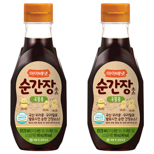 아이배냇 순 간장소스, 국물용, 190ml, 2개