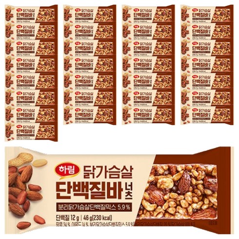 하림 닭가슴살 너츠 단백질바, 46g, 32개